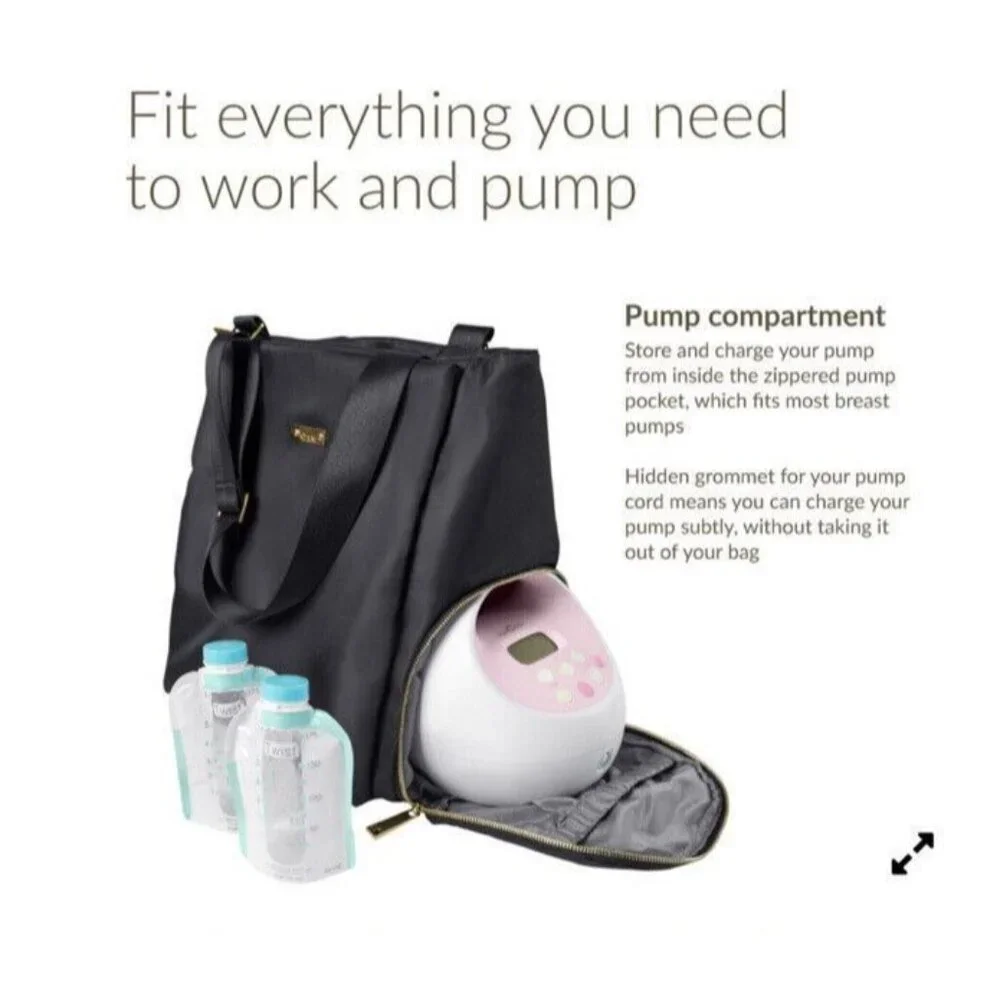 Kiinde Anika Breast Pump Baby Bag Cooler Pocket Laptop Compartment New Black Zip